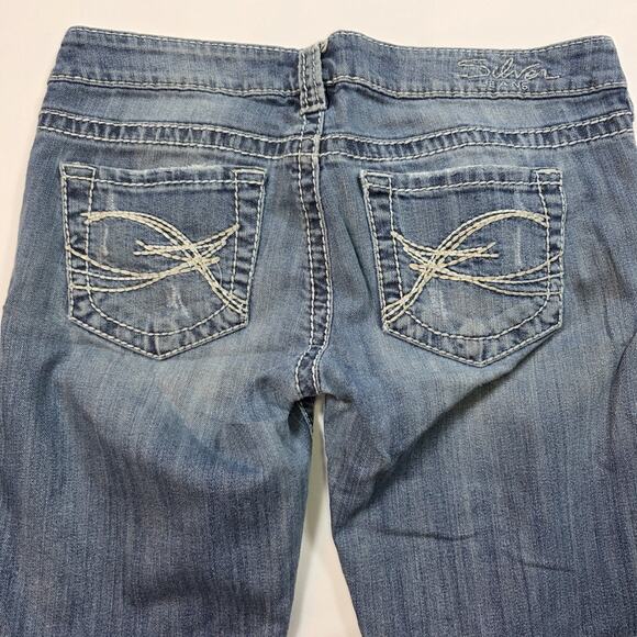 Silver Jeans Womens 29 Tuesday Capri Distressed Medium Wash Blue Denim - Picture 6 of 12